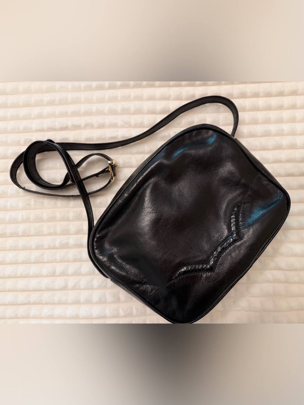 Vintage Leather Camera Bag Snake Skin Detail